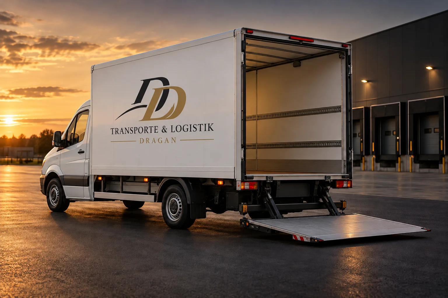 Mercedes Sprinter Koffer mit Hebebühne, Modell 2017 – KI-generierte Illustration